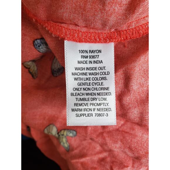 Arizona Jean Co Butterfly Mini Dress Orange Size XXL - Picture 8 of 8